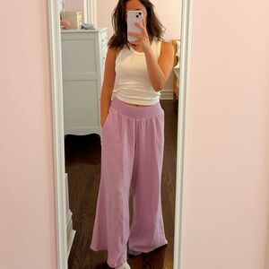 Monrow wide leg gauze lightweight cotton pants